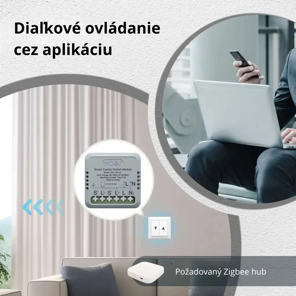 Diaľkové ovládanie - MOES ZigBee smart modul na ovládanie závesov